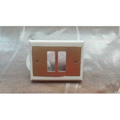 Placca alluminio color oro 2 posti/fori Vimar 7000 Tiziano