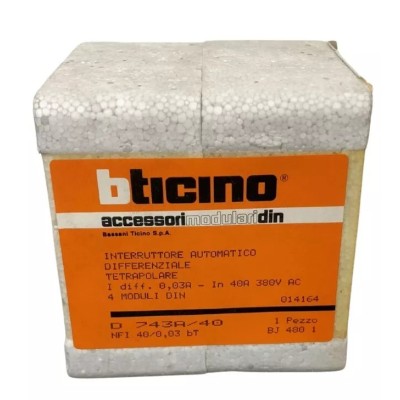 Bticino Differenziale Salvavita quadripolare 4P 40A 0,03A 380V art. D743A/40