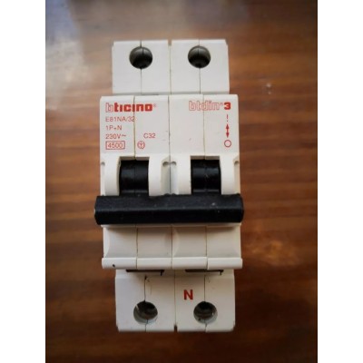 Bticino Btdin 3 Magnetotermico 32A 1P+N 230V art. E81NA/32