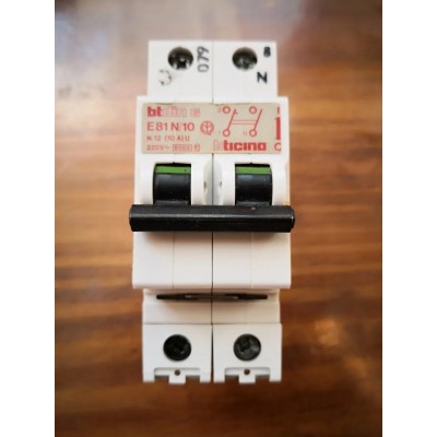 Bticino Btdin 6 Magnetotermico 10A 1P+N 220V art. E81N/10