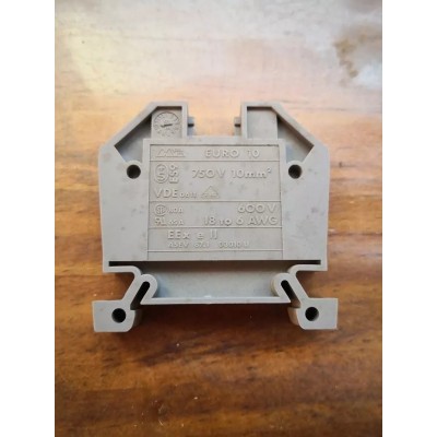 Morsetto a vite barra guida DIN 10mm² 600V 80A grigio
