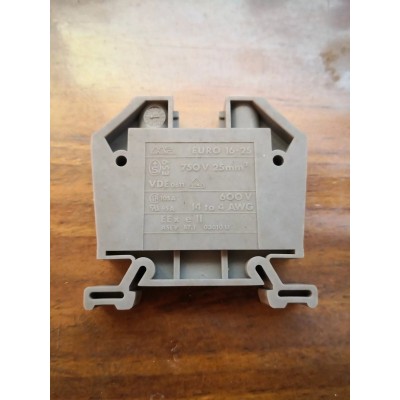 Morsetto a vite barra guida DIN 25mm² 600V 105A grigio