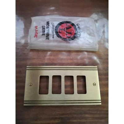 Placca ottone doppia linea ADL Fonderia 4 posti/fori per Bticino Magic