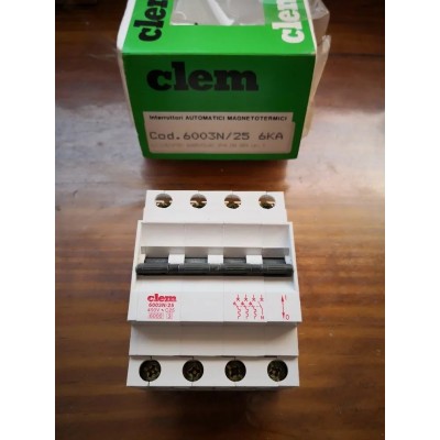 Clem Magnetotermico 4 moduli 6KA 25A 400V art. 6003N/25