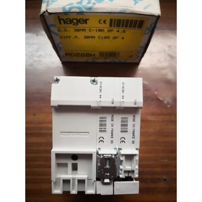 Hager Magnetotermico Differenziale 10A 0,03A art. AD220H