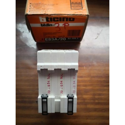 Bticino Magnetotermico Tripolare 3 posti 380V 20A art. E83A/20