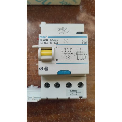 Hager Differenziale Salvavita 63A 4P 0,3A 380V art. BP463N