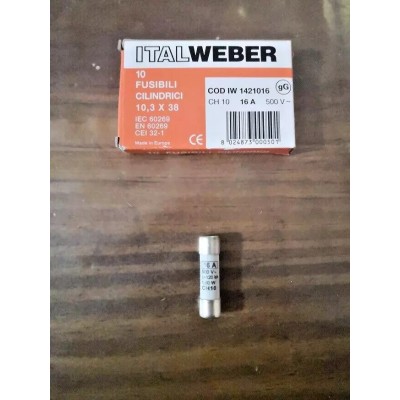 Italweber fusibile cilindrico 16A 500V 10,3x38