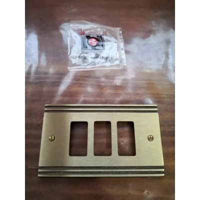 Placca ottone doppia linea ADL Fonderia 3 posti/fori per Bticino Magic